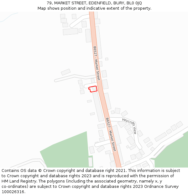 79, MARKET STREET, EDENFIELD, BURY, BL0 0JQ: Location map and indicative extent of plot