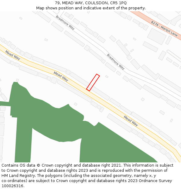 79, MEAD WAY, COULSDON, CR5 1PQ: Location map and indicative extent of plot