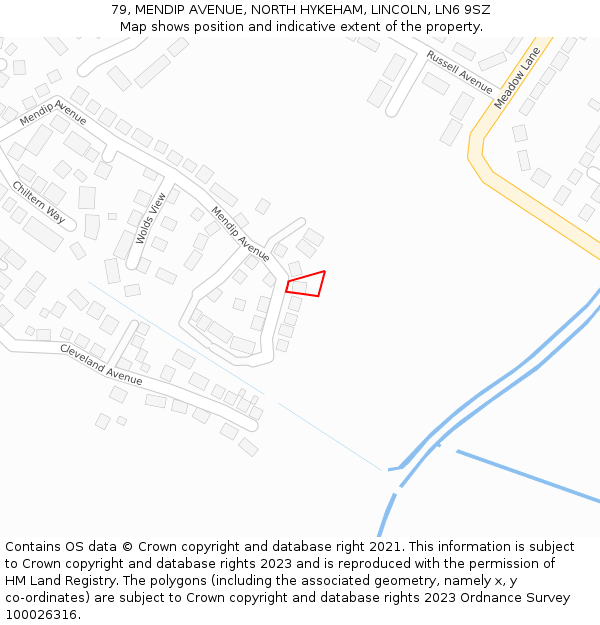 79, MENDIP AVENUE, NORTH HYKEHAM, LINCOLN, LN6 9SZ: Location map and indicative extent of plot