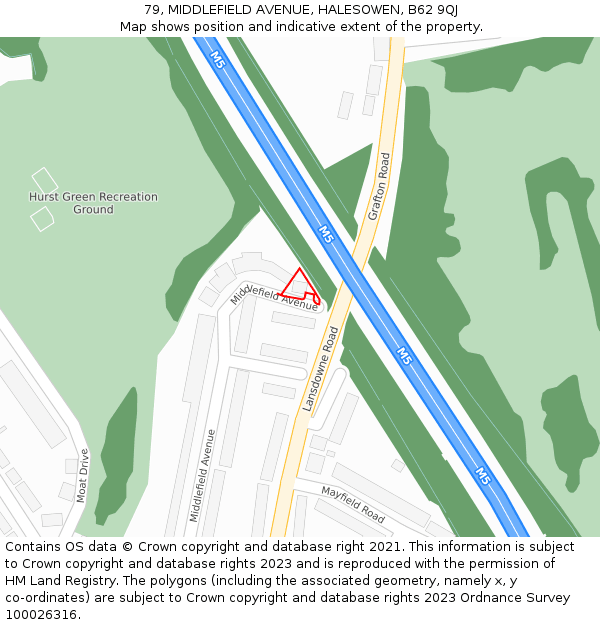 79, MIDDLEFIELD AVENUE, HALESOWEN, B62 9QJ: Location map and indicative extent of plot