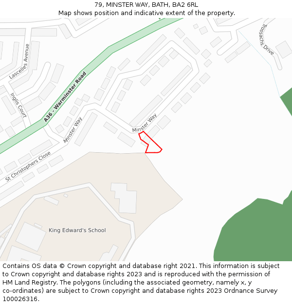 79, MINSTER WAY, BATH, BA2 6RL: Location map and indicative extent of plot