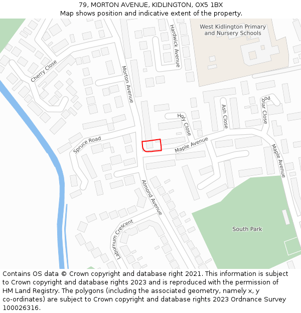 79, MORTON AVENUE, KIDLINGTON, OX5 1BX: Location map and indicative extent of plot