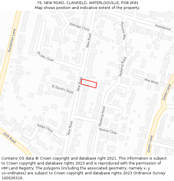 79, NEW ROAD, CLANFIELD, WATERLOOVILLE, PO8 0NN: Location map and indicative extent of plot