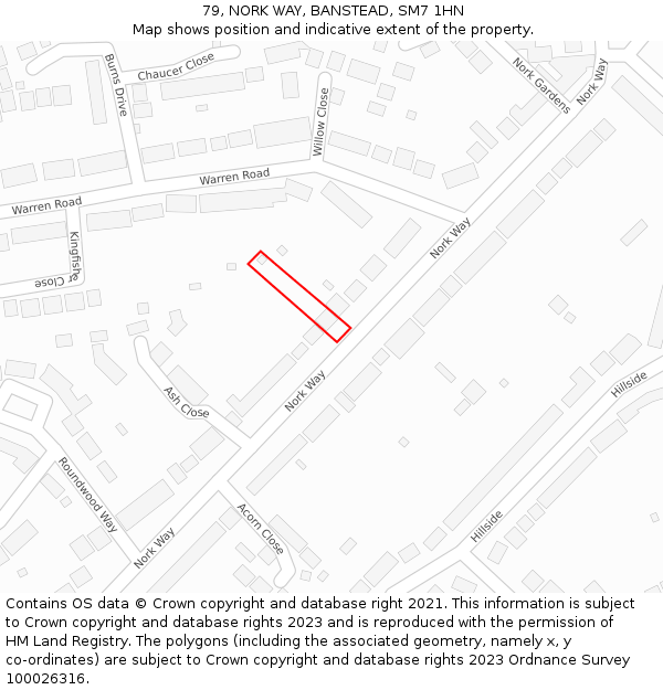 79, NORK WAY, BANSTEAD, SM7 1HN: Location map and indicative extent of plot