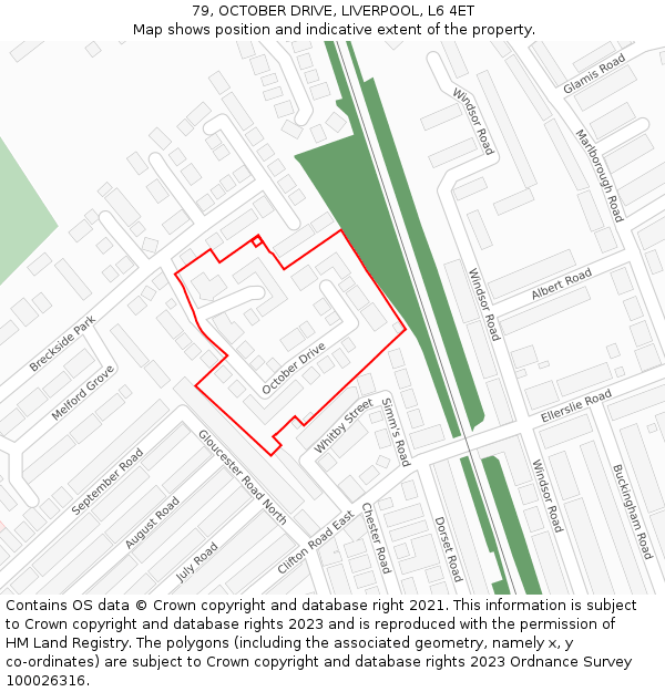 79, OCTOBER DRIVE, LIVERPOOL, L6 4ET: Location map and indicative extent of plot