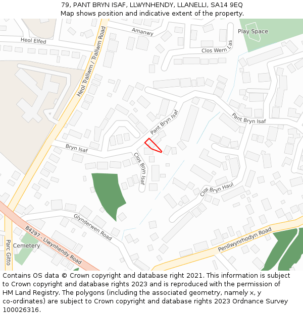 79, PANT BRYN ISAF, LLWYNHENDY, LLANELLI, SA14 9EQ: Location map and indicative extent of plot