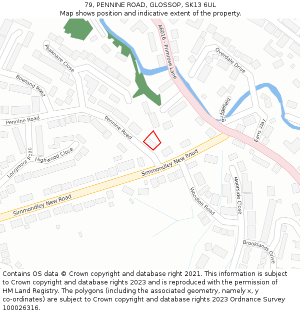 79, PENNINE ROAD, GLOSSOP, SK13 6UL: Location map and indicative extent of plot