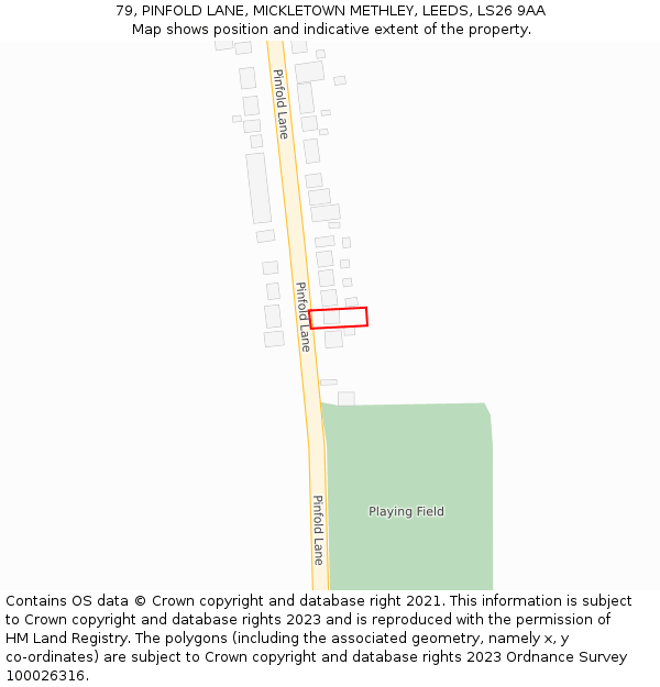 79, PINFOLD LANE, MICKLETOWN METHLEY, LEEDS, LS26 9AA: Location map and indicative extent of plot