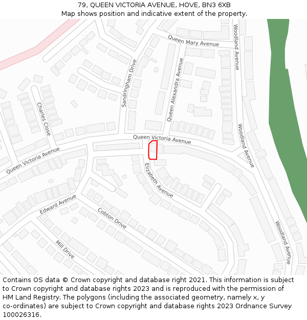 79, QUEEN VICTORIA AVENUE, HOVE, BN3 6XB: Location map and indicative extent of plot