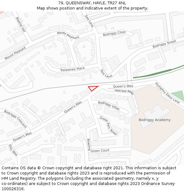 79, QUEENSWAY, HAYLE, TR27 4NL: Location map and indicative extent of plot