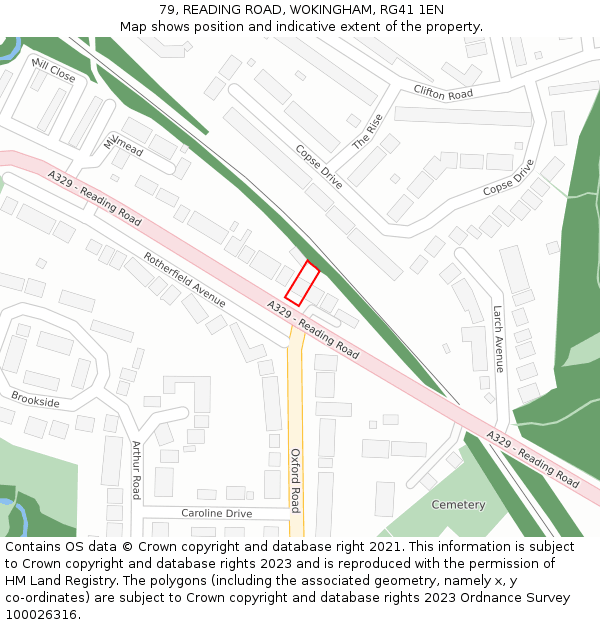 79, READING ROAD, WOKINGHAM, RG41 1EN: Location map and indicative extent of plot