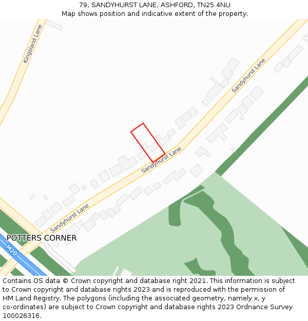 79, SANDYHURST LANE, ASHFORD, TN25 4NU: Location map and indicative extent of plot