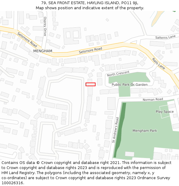 79, SEA FRONT ESTATE, HAYLING ISLAND, PO11 9JL: Location map and indicative extent of plot