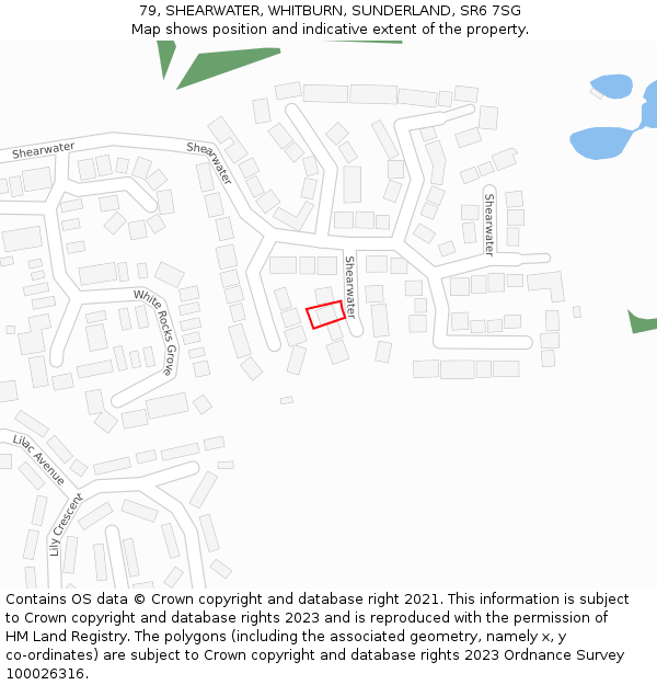 79, SHEARWATER, WHITBURN, SUNDERLAND, SR6 7SG: Location map and indicative extent of plot