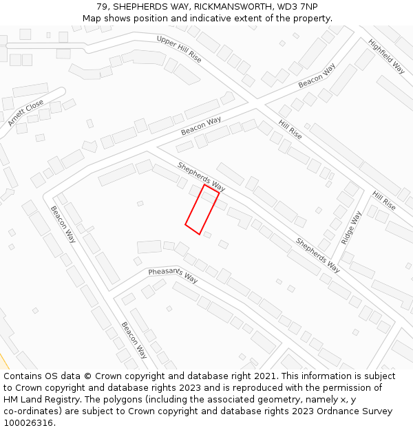 79, SHEPHERDS WAY, RICKMANSWORTH, WD3 7NP: Location map and indicative extent of plot