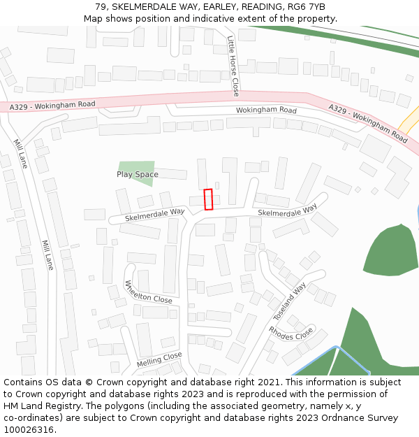 79, SKELMERDALE WAY, EARLEY, READING, RG6 7YB: Location map and indicative extent of plot