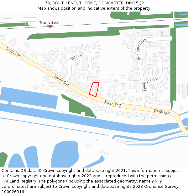 79, SOUTH END, THORNE, DONCASTER, DN8 5QP: Location map and indicative extent of plot