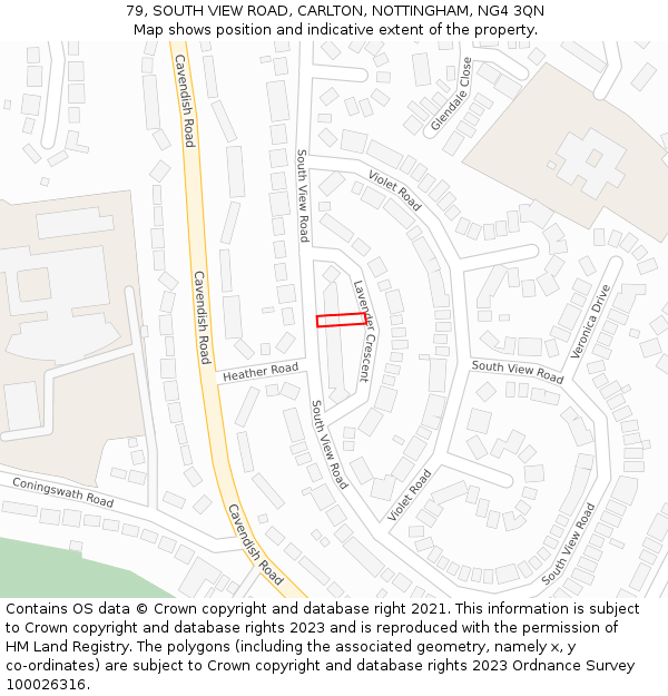 79, SOUTH VIEW ROAD, CARLTON, NOTTINGHAM, NG4 3QN: Location map and indicative extent of plot