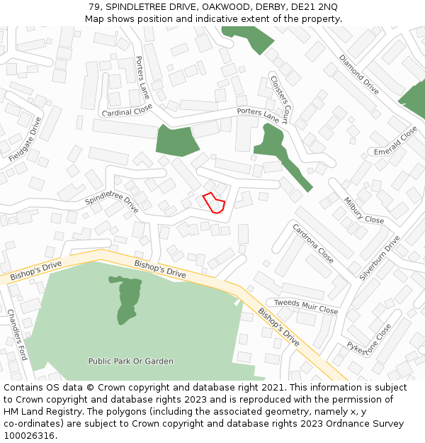 79, SPINDLETREE DRIVE, OAKWOOD, DERBY, DE21 2NQ: Location map and indicative extent of plot