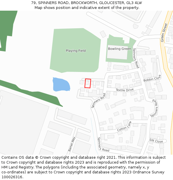 79, SPINNERS ROAD, BROCKWORTH, GLOUCESTER, GL3 4LW: Location map and indicative extent of plot