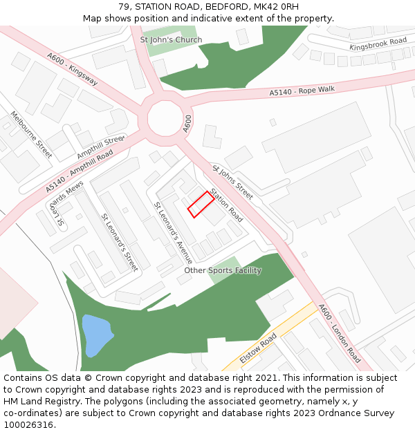 79, STATION ROAD, BEDFORD, MK42 0RH: Location map and indicative extent of plot