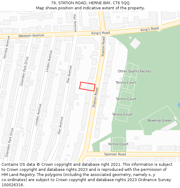 79, STATION ROAD, HERNE BAY, CT6 5QQ: Location map and indicative extent of plot