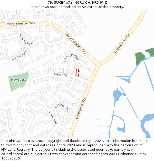 79, SUKEY WAY, NORWICH, NR5 9NZ: Location map and indicative extent of plot