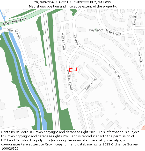 79, SWADDALE AVENUE, CHESTERFIELD, S41 0SX: Location map and indicative extent of plot