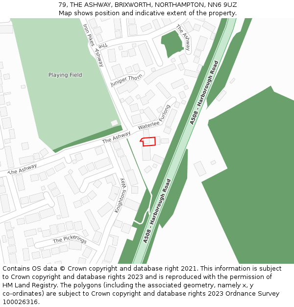 79, THE ASHWAY, BRIXWORTH, NORTHAMPTON, NN6 9UZ: Location map and indicative extent of plot