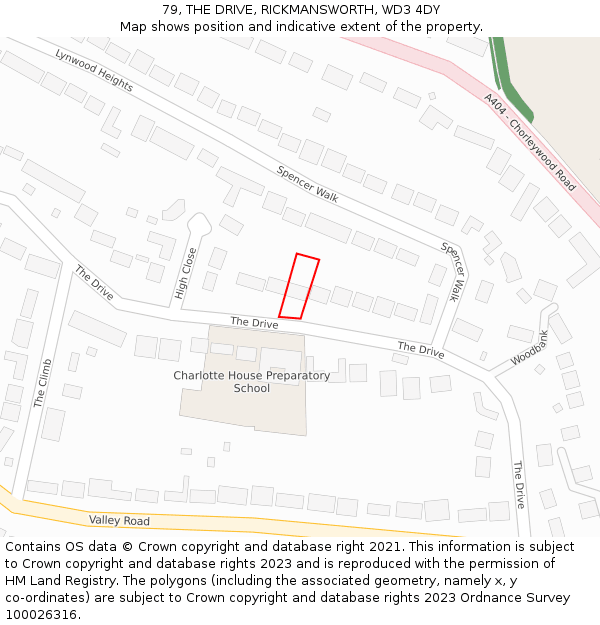 79, THE DRIVE, RICKMANSWORTH, WD3 4DY: Location map and indicative extent of plot