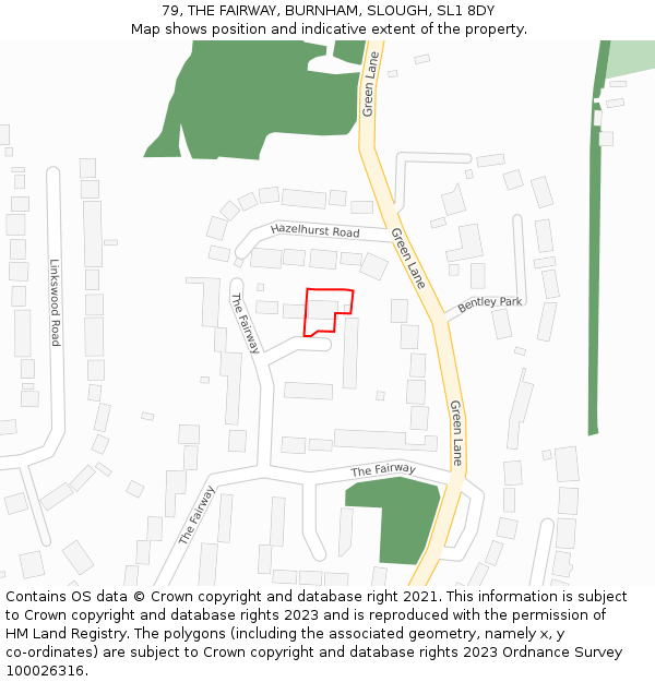 79, THE FAIRWAY, BURNHAM, SLOUGH, SL1 8DY: Location map and indicative extent of plot