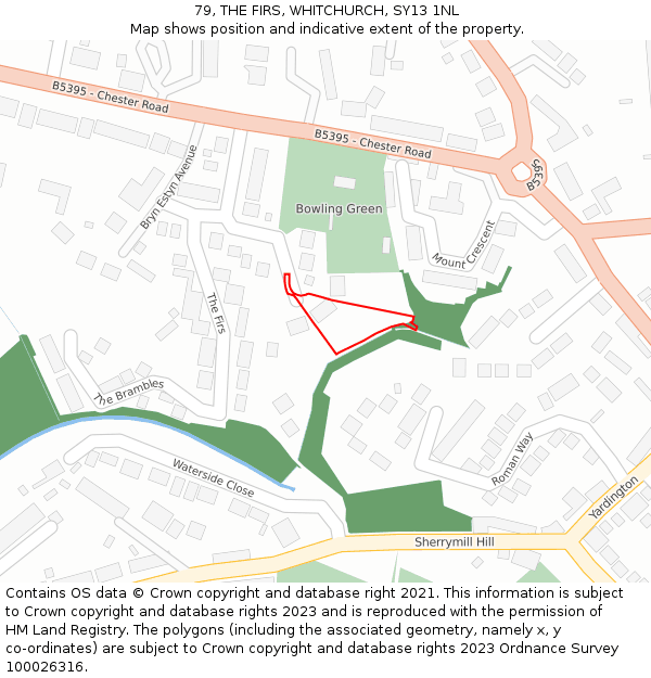 79, THE FIRS, WHITCHURCH, SY13 1NL: Location map and indicative extent of plot