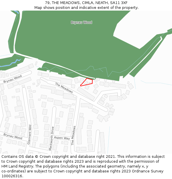 79, THE MEADOWS, CIMLA, NEATH, SA11 3XF: Location map and indicative extent of plot