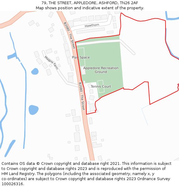 79, THE STREET, APPLEDORE, ASHFORD, TN26 2AF: Location map and indicative extent of plot