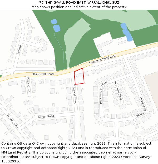 79, THINGWALL ROAD EAST, WIRRAL, CH61 3UZ: Location map and indicative extent of plot