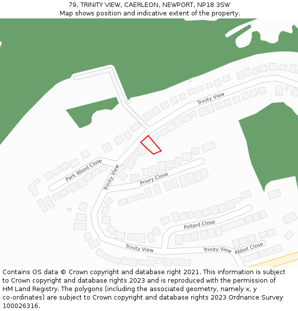 79, TRINITY VIEW, CAERLEON, NEWPORT, NP18 3SW: Location map and indicative extent of plot