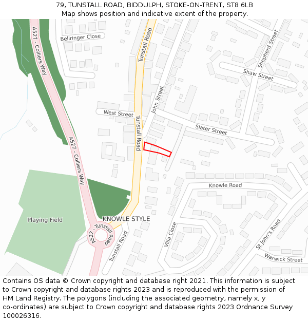 79, TUNSTALL ROAD, BIDDULPH, STOKE-ON-TRENT, ST8 6LB: Location map and indicative extent of plot