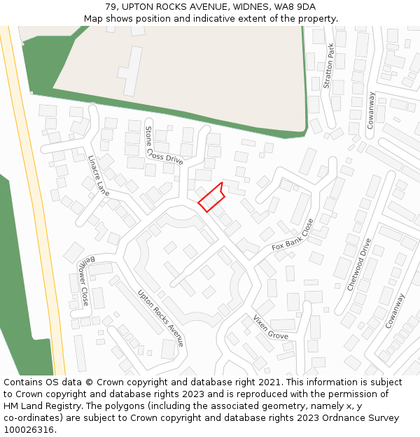 79, UPTON ROCKS AVENUE, WIDNES, WA8 9DA: Location map and indicative extent of plot