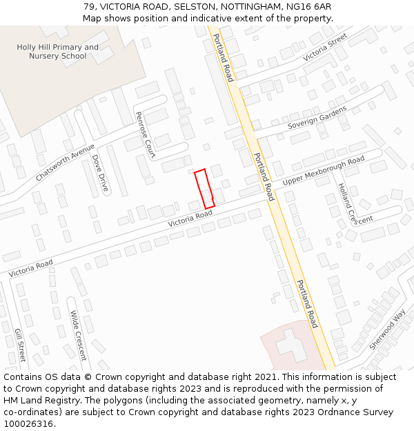 79, VICTORIA ROAD, SELSTON, NOTTINGHAM, NG16 6AR: Location map and indicative extent of plot