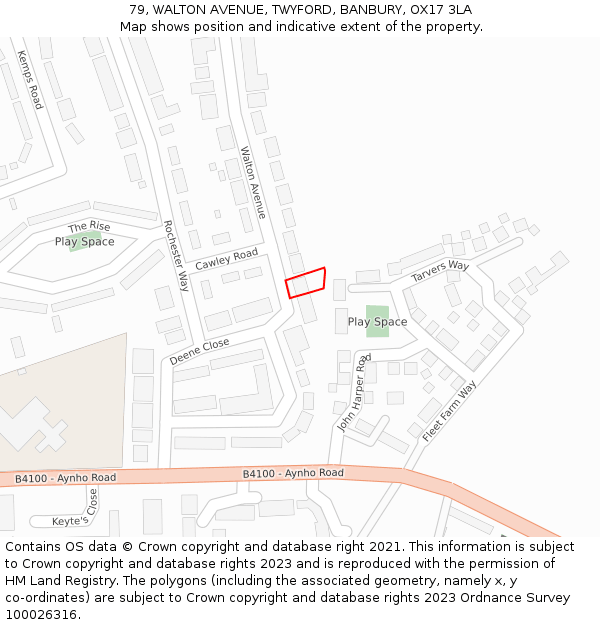 79, WALTON AVENUE, TWYFORD, BANBURY, OX17 3LA: Location map and indicative extent of plot