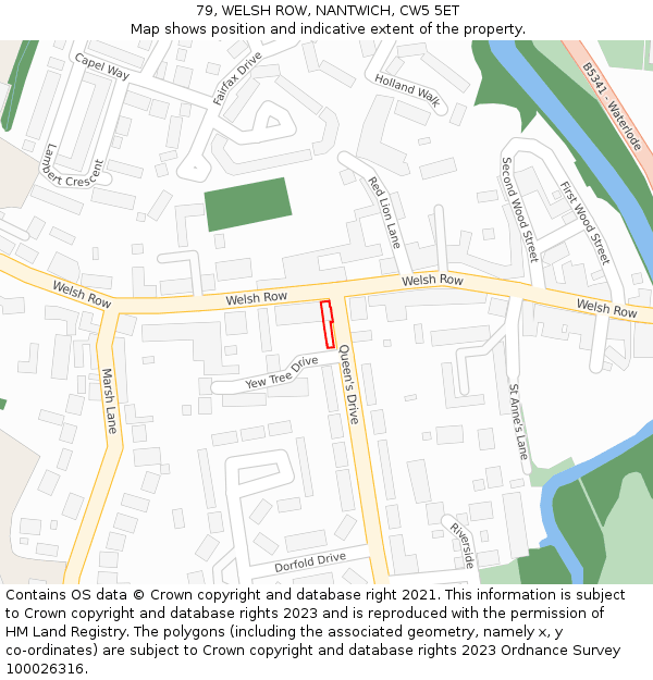 79, WELSH ROW, NANTWICH, CW5 5ET: Location map and indicative extent of plot