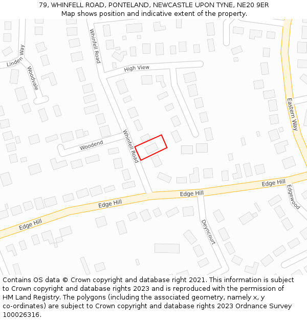 79, WHINFELL ROAD, PONTELAND, NEWCASTLE UPON TYNE, NE20 9ER: Location map and indicative extent of plot