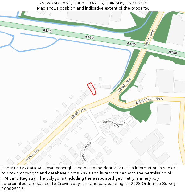 79, WOAD LANE, GREAT COATES, GRIMSBY, DN37 9NB: Location map and indicative extent of plot