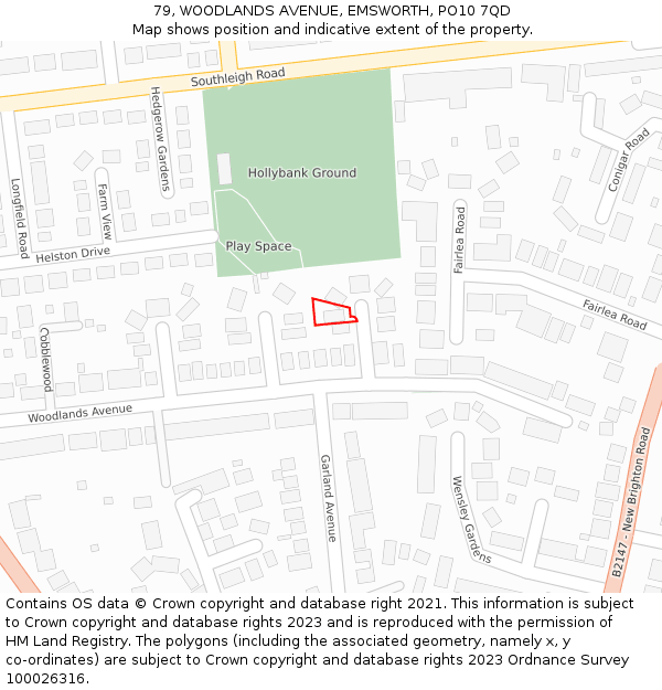 79, WOODLANDS AVENUE, EMSWORTH, PO10 7QD: Location map and indicative extent of plot