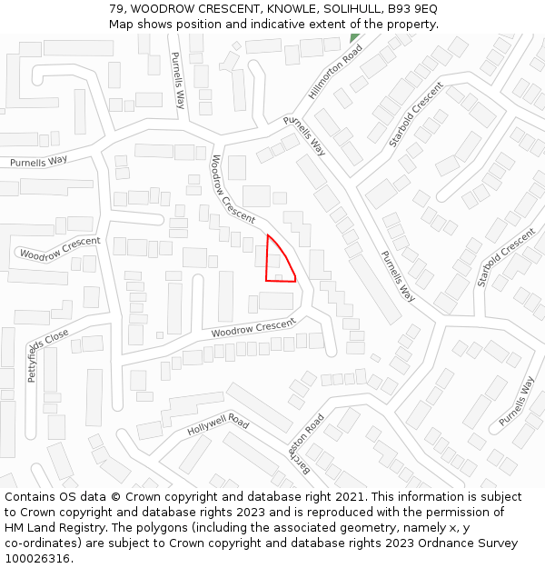 79, WOODROW CRESCENT, KNOWLE, SOLIHULL, B93 9EQ: Location map and indicative extent of plot