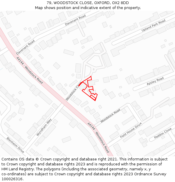 79, WOODSTOCK CLOSE, OXFORD, OX2 8DD: Location map and indicative extent of plot