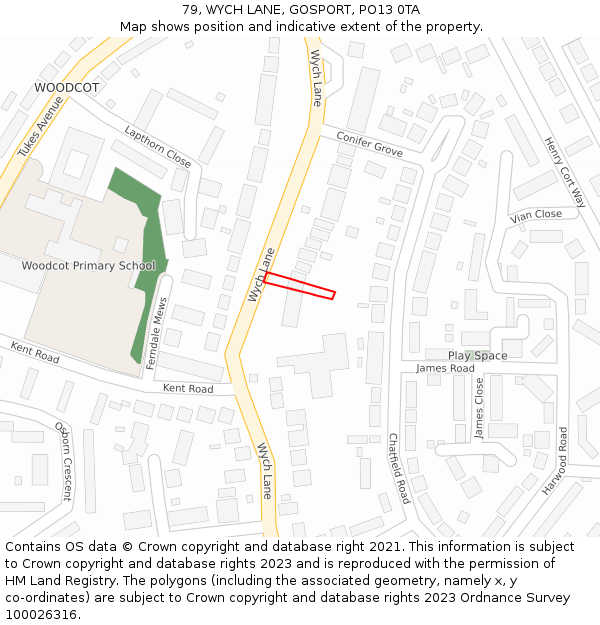 79, WYCH LANE, GOSPORT, PO13 0TA: Location map and indicative extent of plot