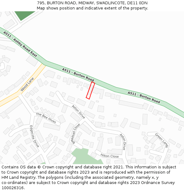 795, BURTON ROAD, MIDWAY, SWADLINCOTE, DE11 0DN: Location map and indicative extent of plot