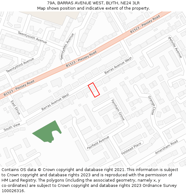 79A, BARRAS AVENUE WEST, BLYTH, NE24 3LR: Location map and indicative extent of plot