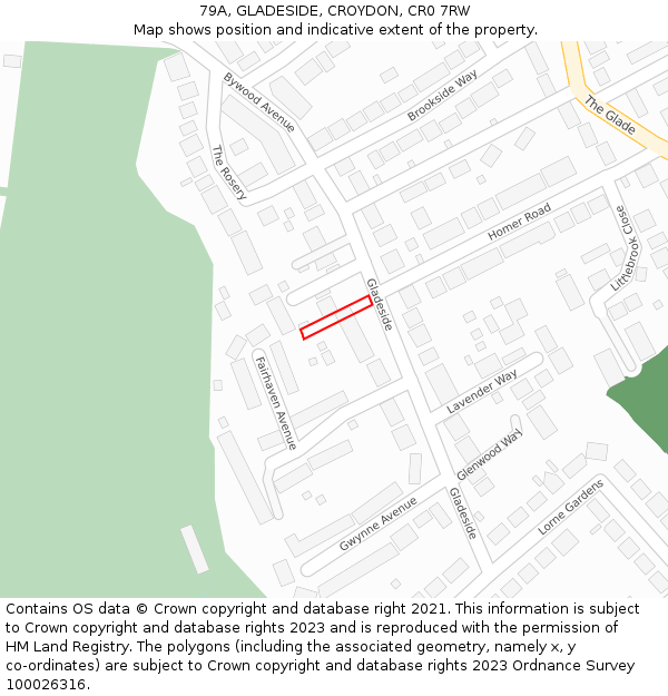 79A, GLADESIDE, CROYDON, CR0 7RW: Location map and indicative extent of plot